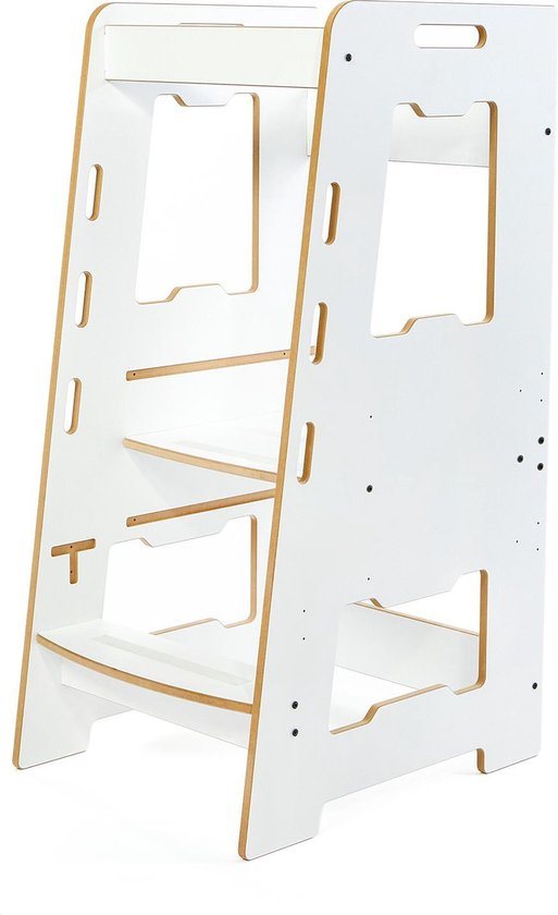 Minera® - Leertoren Keukenhulp - Montessori Keukentoren - Antislip Opstapje Keuken - Leerstoel & Leer toren - Keukentrapje Peuter - Tour d'observation - Toddler Learning Tower - Kindertrap Hout - Wit