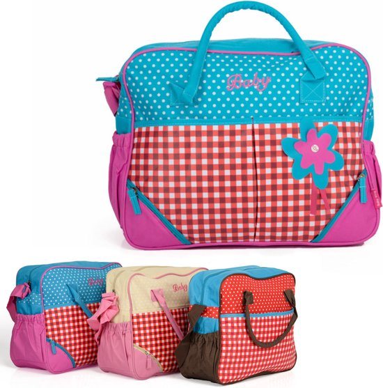 Luiertas - Baby Verzorgingstas Incl. Verschoningsmatje - Flessenhouder - Schoudertas hengsels - Roze - Blauw - Rood