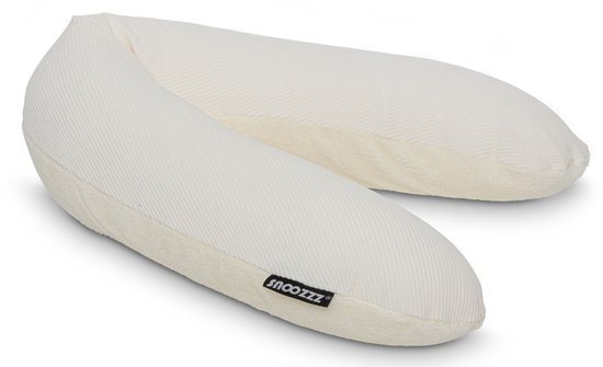 Snoozzz Voedingskussen Premium Kwaliteit - 185 cm – Microparel Vulling – Luxe Draagtas – Wasbare Hoes - Rib Champagne