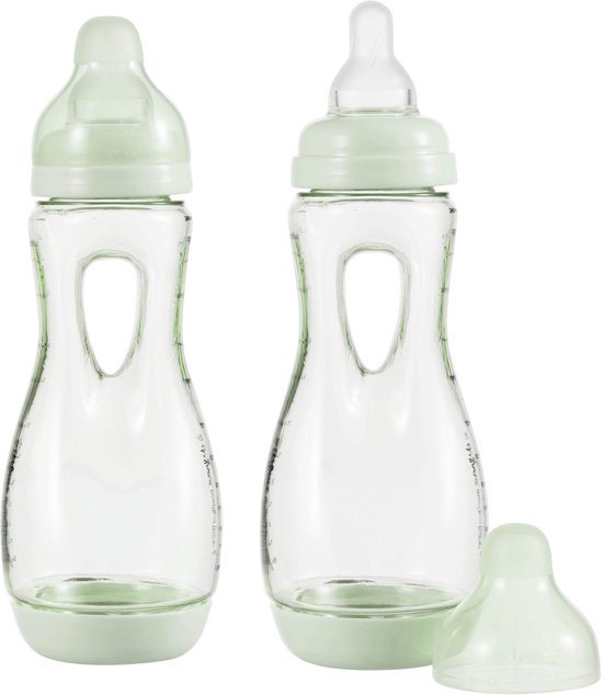Difrax Handgreep Babyfles - 240 ml - 2 Stuks - Lichtgroen