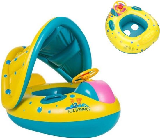 Opblaasbare rubberboot matras met luifel 65x73cm