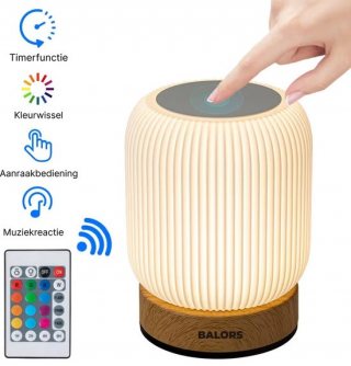 BALORS® Nachtlampje - voor kinderen, volwassenen & baby - met Afstandsbediening - Dimbaar & Touch Control - Leeslampje Stopcontact - Tafellamp & Bureaulamp - Bedlamp Slaapkamer