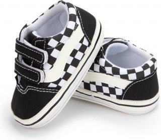 Baby schoentjes - babysneakers van Completebabyuitzet - klittenband - Schoenmaat 20-21 - 12-18 maanden - (13cm) - zwart, wit geruit