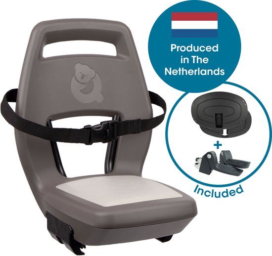 Qibbel Junior 6+ Fietsstoeltje Achter Bagagedrager bevestiging - QuickConnect - Fietszitje – Hazel Brown - inclusief voetbeschermingsplaten en voetsteunen