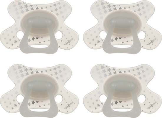 Difrax Natural Fopspeen - 6 tot 12 Maanden - Groen & Wit & Doorzichtig - 4 Stuks