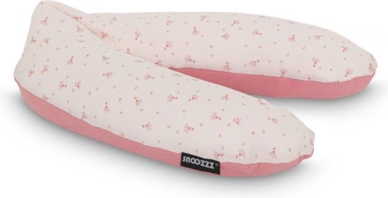 Snoozzz Voedingskussen Premium Kwaliteit - 185 cm – Microparel Vulling – Luxe Draagtas – Wasbare Hoes - Spring Roze