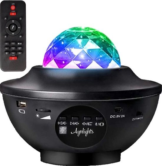 Aynlights® - 2025 - Originele Sterren Projector - Galaxy projector - Sterrenhemel - Sterrenlamp - Bluetooth met Muziek - 2 Jaar Garantie - Led en Laser Lamp - Nachtlamp