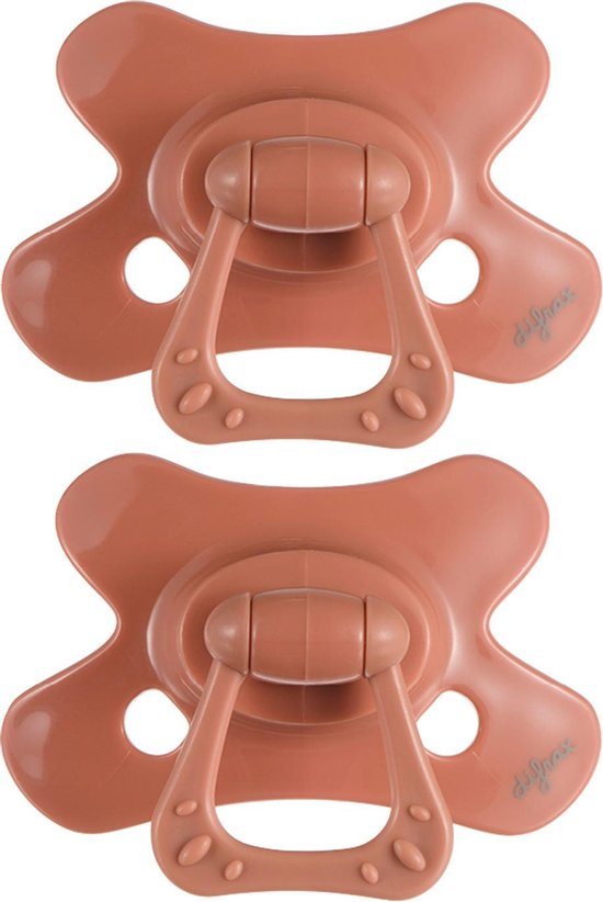 Difrax Dental Fopspeen 18 Maanden Plus - Bruin - 2 Stuks, Siliconen Orthodontische Speen