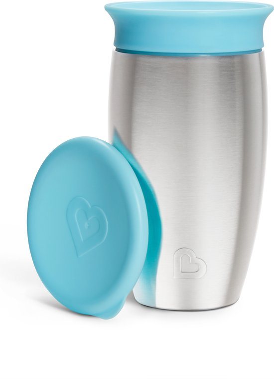 Munchkin Roestvrijstalen Drinkbeker - Miracle® 360° Sippy Cup - Koelt tot 10 uur - Anti-Lek Drinkbeker - 266ml - Blauw - Vanaf 12 Maanden