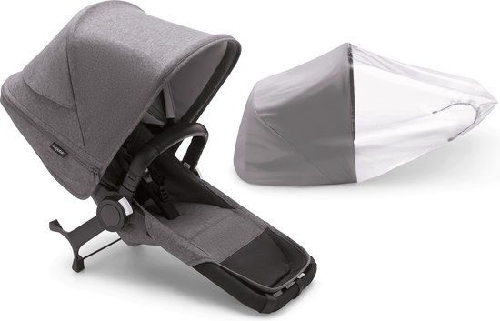 Bugaboo Donkey 5 Duo, complete uitbreidingsset, verbeterd design, omkeerbare stoel en sturen met één hand, Grey Melange