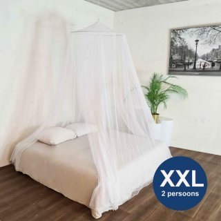 2 persoons Klamboe XXL - Met grote ring boven - Extra grote en luxe klamboe 80x250x1400 cm | 300 mesh - Flystopper K1402
