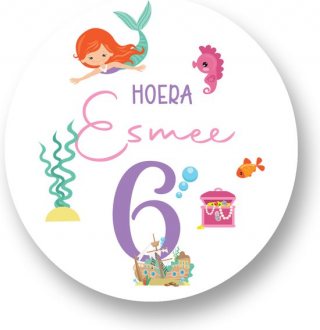 25x Traktatie Stickers Met Naam en Leeftijd - Zeemeermin - Gepersonaliseerd - Sluitstickers - Kinderfeest Traktatie - Uitdelen - Uitdeeltraktatie - Traktatiestickers Pimp Studio
