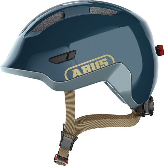 ABUS kinderhelm Smiley 3.0 ACE LED - fietshelm met licht - diepe pasvorm & ruimte voor een vlecht - voor meisjes en jongens - glanzend blauw, maat S