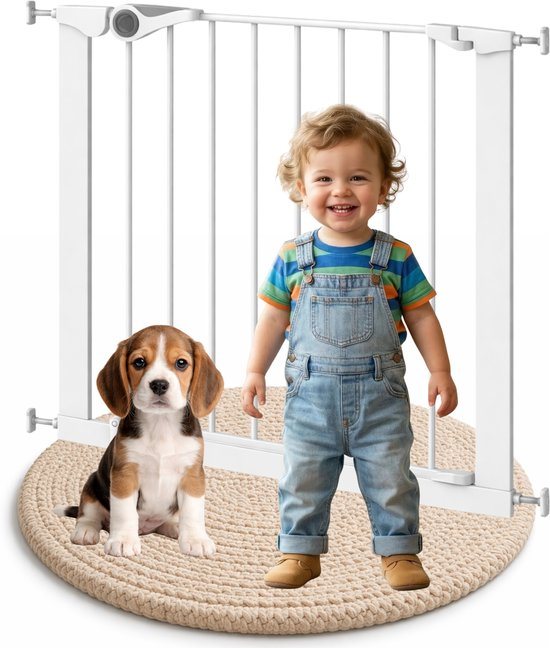 Noma Traphekje zonder Boren - Traphekje met Klembevestiging - 75 t/m 82 cm - Pressure Fit - Wit