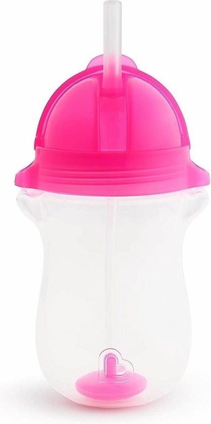 Munchkin Tip & Sip Antilek Rietjesbeker - Vaatwasserbestendig - Vanaf 12 maanden - 296ml - Munchkin drinkbeker - Roze - Drinkbeker met Rietje