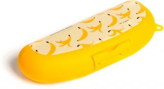 Bananendoos - Bananenbox voor kinderen - Fruitdoos met clipsluiting - Bananen doos voor bescherming - BPA-vrije Fruitbox - Geel - 223x90x50mm