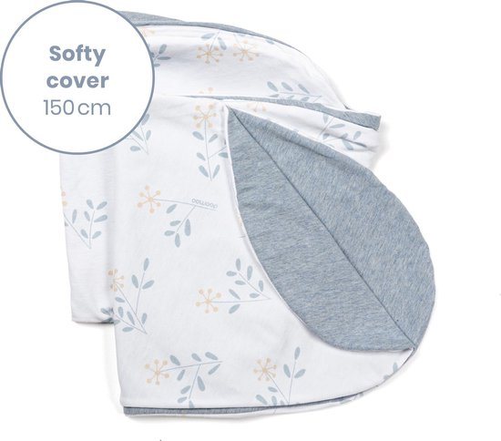 doomoo Softy Cover - Spring Blue - Hoes voor klein voedingskussen Softy - biologisch Katoen -  150 cm