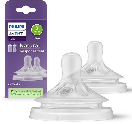 Philips Avent Natuurlijke Zuigreflex – Snelheid 2, 0+ maanden, 2 stuks - SCY962/02 - Flesspenen