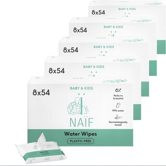 Naïf - XL Plasticvrije Water Billendoekjes - 2.160 doekjes (40 stuks x 54 doekjes)