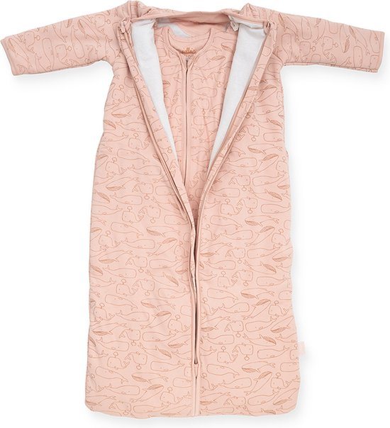 Jollein - Baby Winterslaapzak (Whales - Pale Pink) - Katoen - 4-Seizoenen - Winterslaapzakje Baby, Babyslaapzak - 110cm
