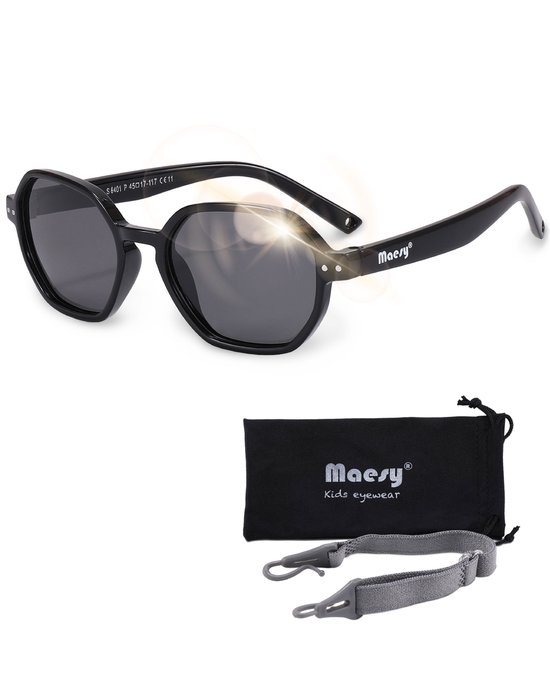 Maesy Baby Zonnebril Yana - 1 t/m 3 jaar - Elastiek - Flexibel - UV400 Bescherming - Zonnebril Kind - Zwart