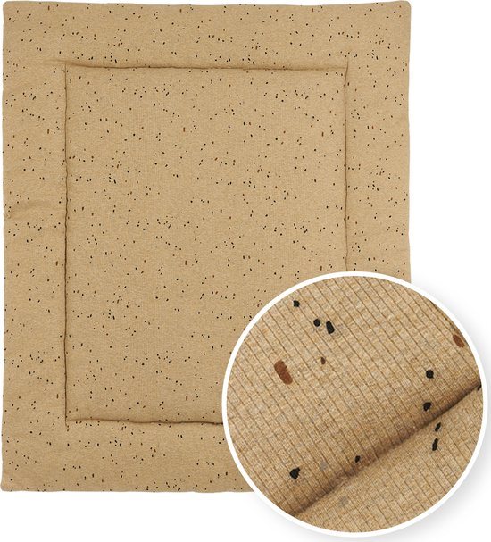 Meyco Baby Rib Mini Spot boxkleed - toffee melange - 80x100cm