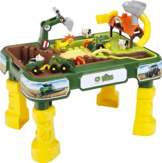 Klein Toys John Deere zand- en waterspeeltafel - 2in1 boerderij - incl. afneembare bassins voor zand en water - 64x46x60 cm - groen geel