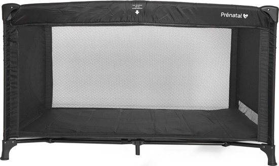 Prénatal Basis Campingbedje met Bodem matras - Inclusief Draagtas - Baby Campingbed - 120 x 60 cm - Zwart