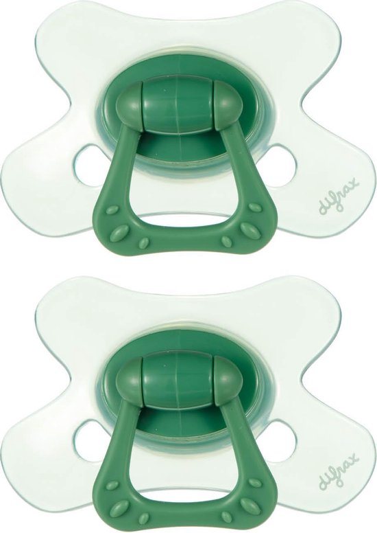 Difrax Natural Fopspeen 6+ Maanden - Groen - 2 Stuks, Siliconen Speen, Gemakkelijk te Accepteren