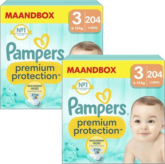 Pampers Premium Protection - Maat 3 (6kg-10kg) - 408 Luiers - Maandbox