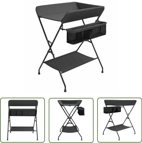 vidaXL Luiertafel - Verschoontafel - Verschoontafel ijzer antracietkleurig - Kindermeubilair - Babykamer - Zwart Metalen Tafel