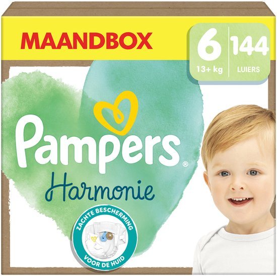 Pampers Harmonie Luiers Maat 6, x144 Luiers, 13kg+, Maandbox
