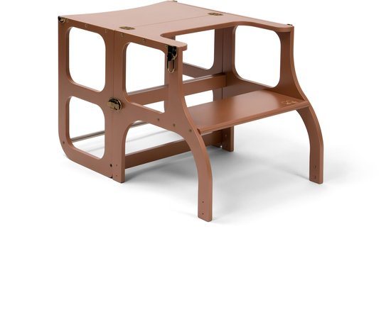 Ette Tete Step 'n Sit - Leertoren - Mocha Mousse met brass clips - Inklapbaar tot tafel en stoel - Learning Tower - Montessori inspired - Keukentrap - Keukenhulp - Leerstoel - Veilig -Duurzaam