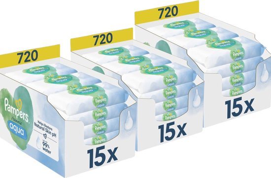 Pampers Harmonie Aqua Billendoekjes 0% Plastic - 45 Verpakkingen = 2160 Babydoekjes
