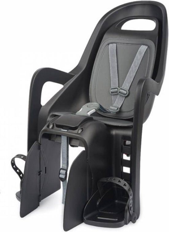 Kinderzitje achter Polisport Groovy - zwart/donkergrijs - met dragerbevestiging (CFS)