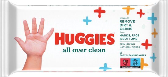Huggies – Billendoekjes All Over Clean – 1x56 stuks – Voor Billen, Handjes & Gezicht