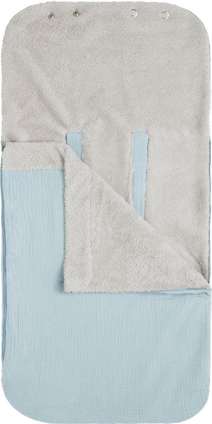 Baby's Only Zomer voetenzak 0+ autostoel Fresh ECO - Misty Blue - 100% ecologisch katoen - Geschikt voor drie- en vijfpuntsgordel