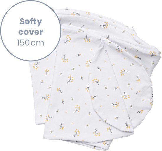 Doomoo Softy Hoes – Vervanghoes voor Voedingskussen Softy – Biologisch katoen – 150 cm – Flower Yellow