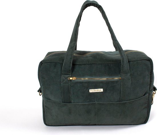 Filibabba Luiertas - Mom Bag - Ribfluweel - 30x45x16 cm - Pine Green