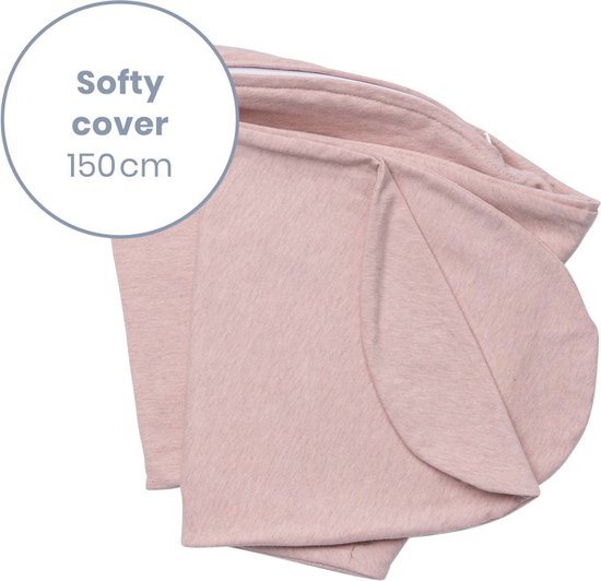 Doomoo Softy Hoes – Vervanghoes voor Voedingskussen Softy – Biologisch katoen – 150 cm – Chiné Pink
