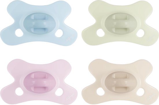 Difrax Natural Fopspeen - 0-6 Maanden - 2 Stuks - Lichtblauw, Lichtgroen, Lichtroze, Beige