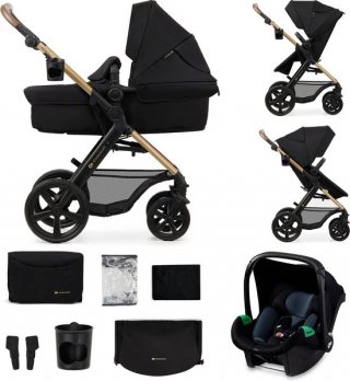 Kinderkraft MOOV 2 3-in-1 Kinderwagen – Wandelwagen & Travel System met MINK PRO i-Size Autostoeltje – Grote Lekbestendige Wielen – UPF50+ Kap – Zwart