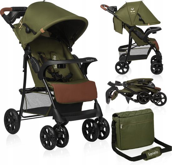 Lionelo Emma Plus Buggy en Kinderwagen - Licht en Duurzaam - Verstelbare Rugleuning tot Ligstand - XXL Luifel met Venster - Grote Mand - Organizer en Tas - Schokdempers - 5-Punts Gordel - Tot 15 kg - Compact Inklapbaar