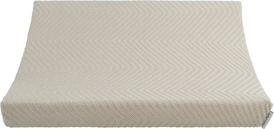 Baby's Only Gebreide baby aankleedkussenhoes - Waskussenhoes met visgraatmotief - Overtrek verzorgingskussen Grace - Warm Linen - 45x70 cm