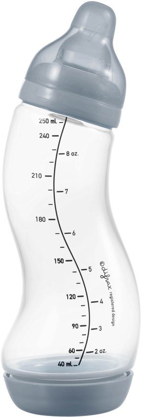 Difrax Natural S-Babyfles - 250 ml - Grijs - Anti Colic