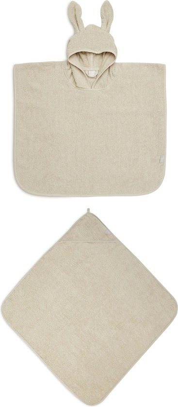 Jollein Badstof Set - Badcape & Badponcho - Nougat - Geschikt van 0-4 jaar