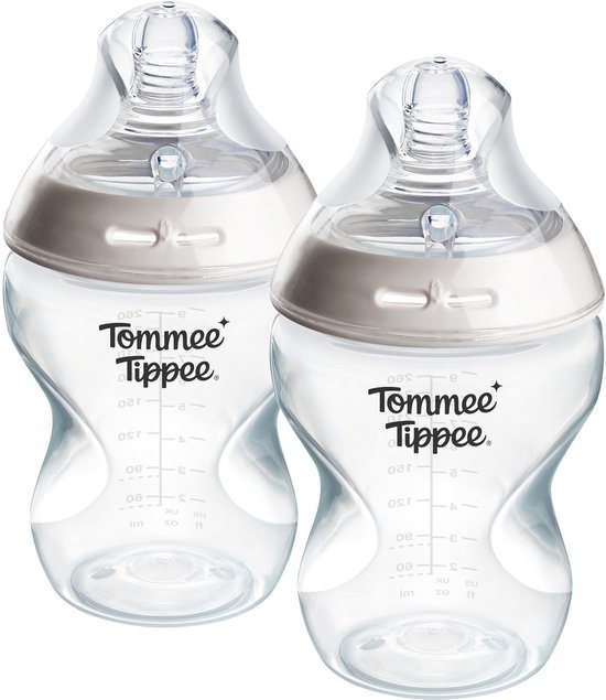 Tommee Tippee Natural Start Babyflessen - set van 2 x 260ml baby flessen - Lage toevoersnelheid - 0m+