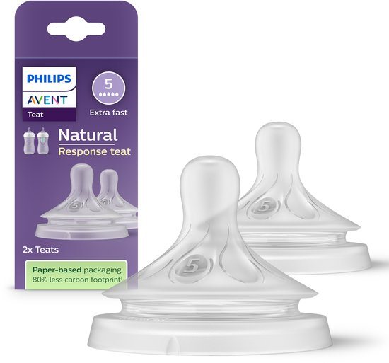 Philips Avent Natuurlijke Zuigreflex – Snelheid 5, 6+ maanden, 2 stuks - SCY965/02 - Flesspenen