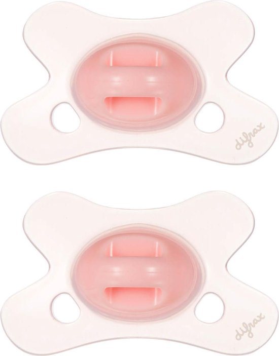 Difrax Natural Fopspeen 0 tot 6 Maanden - Lichtroze - 2 Stuks, Siliconen Speen, Gemakkelijk te Accepteren