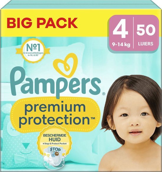 Pampers - Premium Protection - Maat 4 - Big Pack - 50 luiers - 9/14 KG